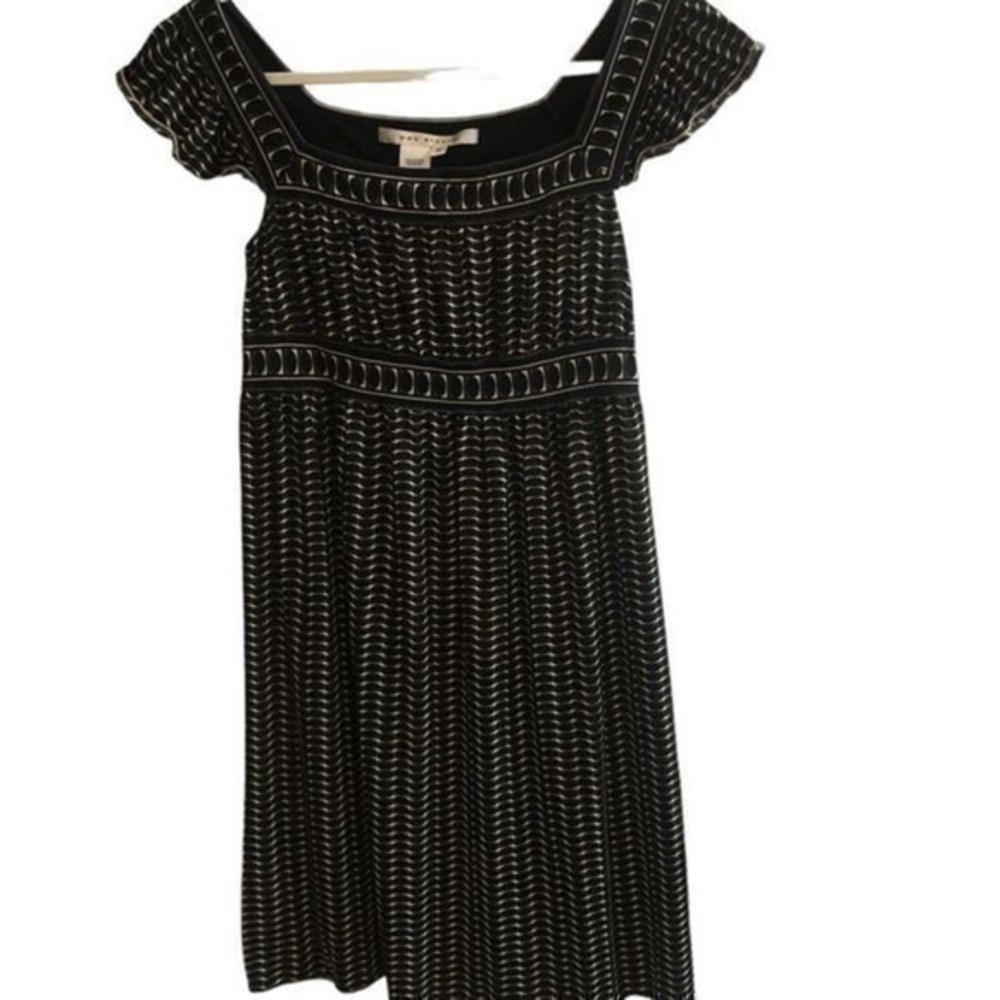 Max Studio Flutter Cap Sleeve Geometric Design Midi Dress Size Medium - Picture 1 of 7